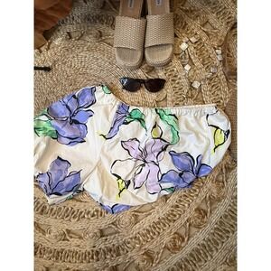 A New Day Womens Floral One Shoulder Puff Sleeve Crop Top Size M NWT